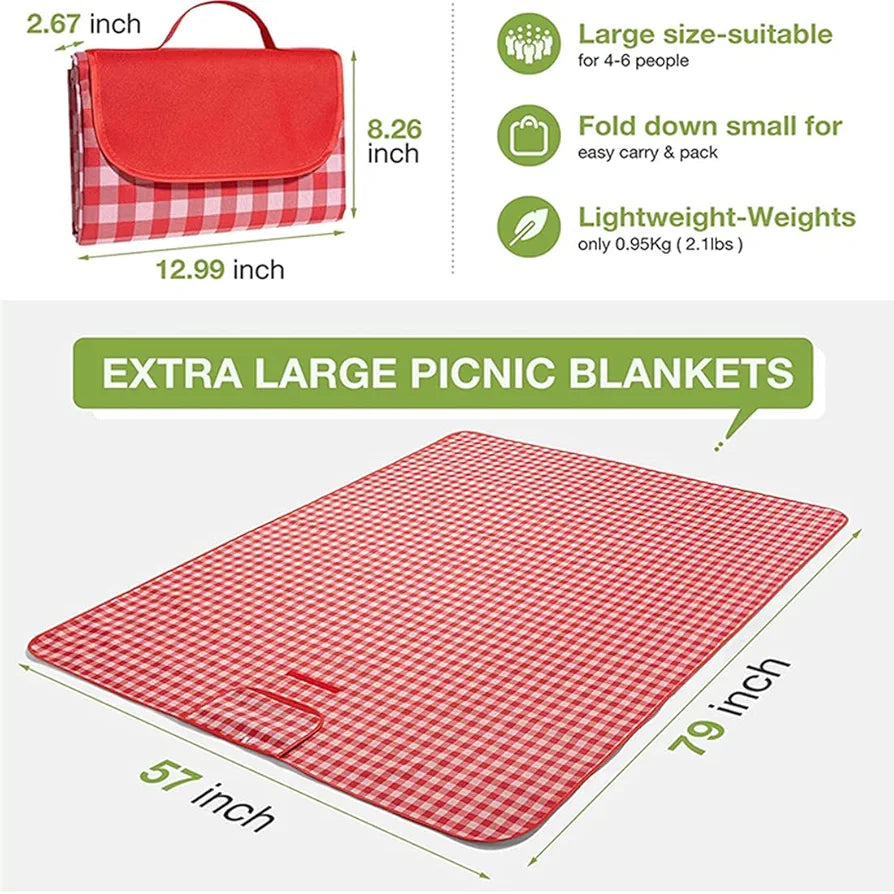 PUPOPIK Outdoor Picnic Blanket, Foldable Waterproof Sand Beach Mat