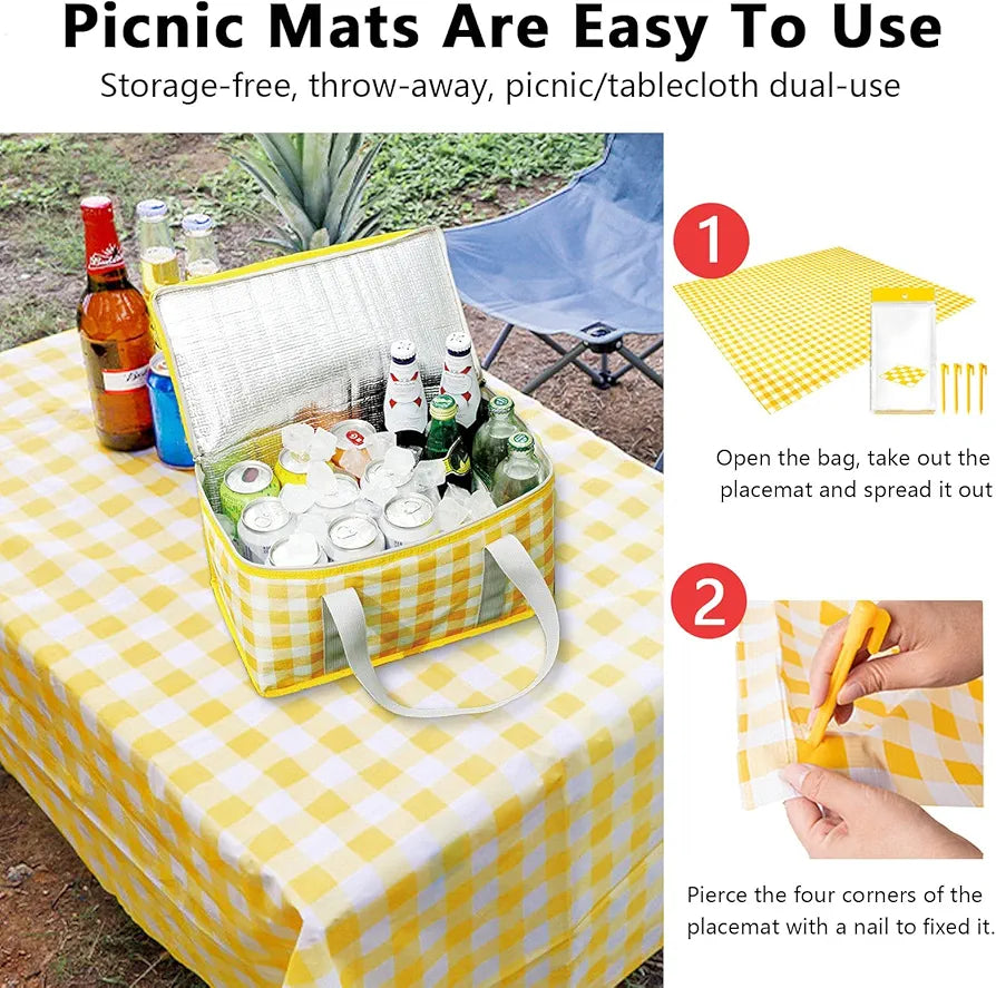 Huakaile Insulated Picnic Basket with Blanket, Waterproof Cooler Bag