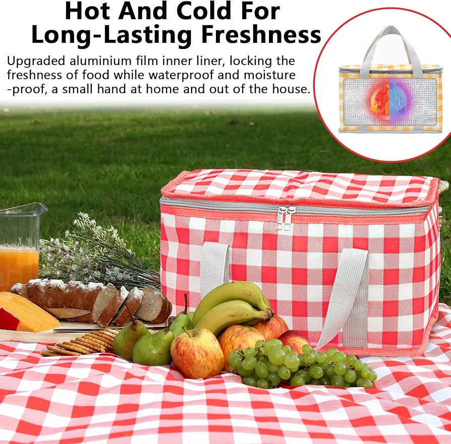 Huakaile Insulated Picnic Basket with Blanket, Waterproof Cooler Bag