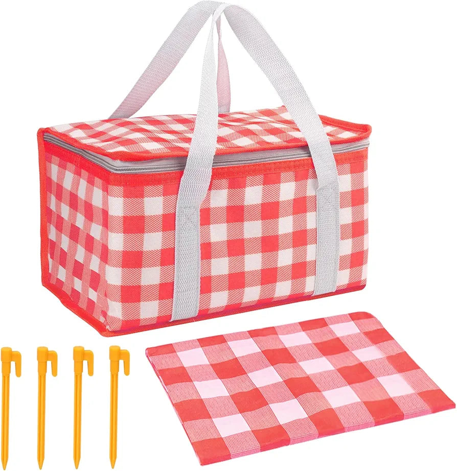 Huakaile Insulated Picnic Basket with Blanket, Waterproof Cooler Bag