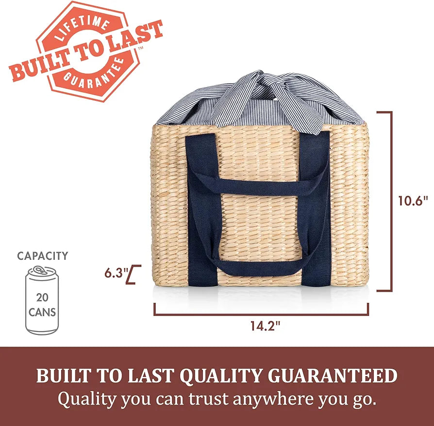 Picnic TIME Parisian Insulated Seagrass Picnic Basket
