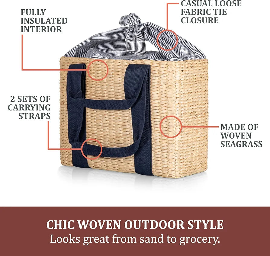 Picnic TIME Parisian Insulated Seagrass Picnic Basket
