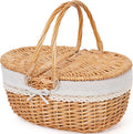 Happypicnic Wicker Picnic Basket with Handle, 15" Large Empty Basket