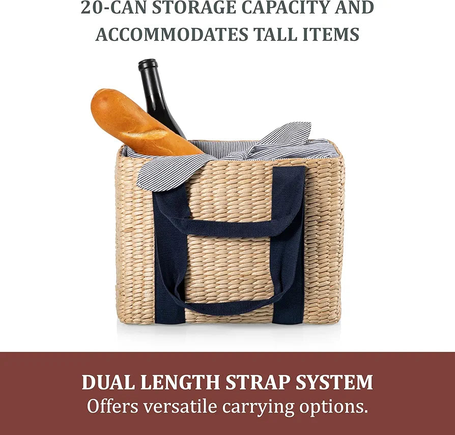 Picnic TIME Parisian Insulated Seagrass Picnic Basket