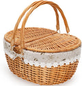 ZORMY 15" Wicker Picnic Basket with Removable Liner and Folding Handles
