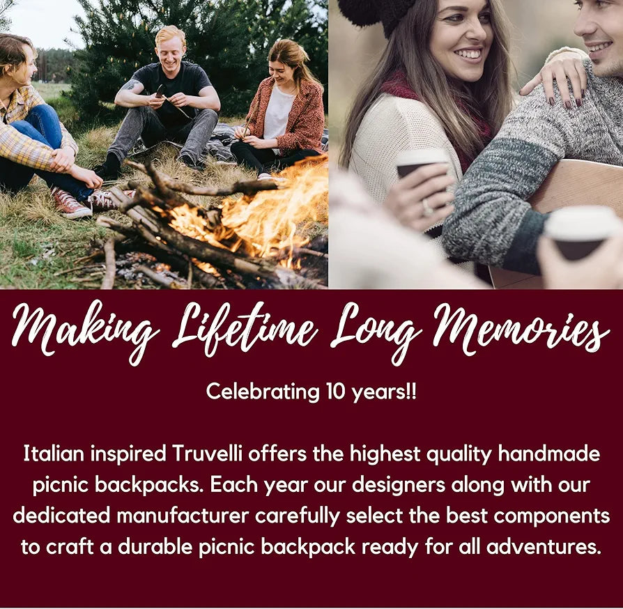 Truvelli Picnic Backpack for 2 with Blanket - 12-in-1 Insulated Set